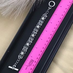 Pewter and Silver Flower Toggle Bracelet